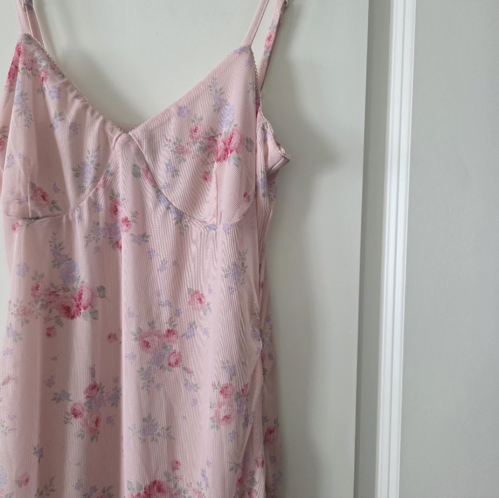 Floral Chiffon Maxi Dress Romantoc Coquette Fairy Spaghetti Strap Womens L NWT - Picture 5 of 6
